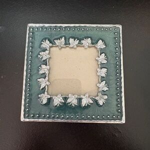 Elegant Green and Silver Floral Photo Frame